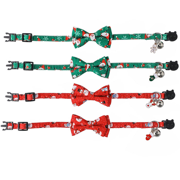 Wholesale Pet Necklace Christmas Santa Snowman Pet Bow Bells MOQ≥5 JDC-PN-YingQ001