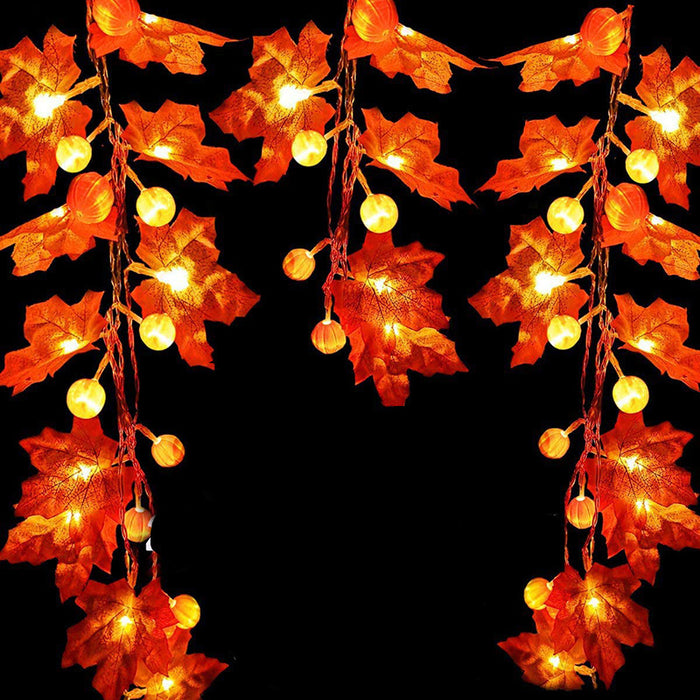 Luces de cuerda de calabaza de hoja de calabaza de Halloween de cinta decorativa al por mayor JDC-DCN-HUANJ002