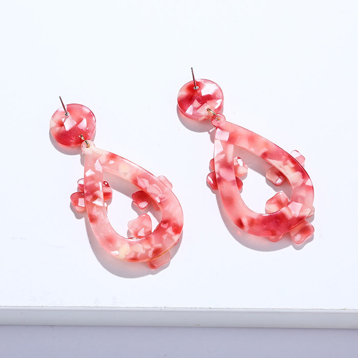 Wholesale Earrings Acetate Water Drops Flowers MOQ≥2 JDC-ES-yefen012