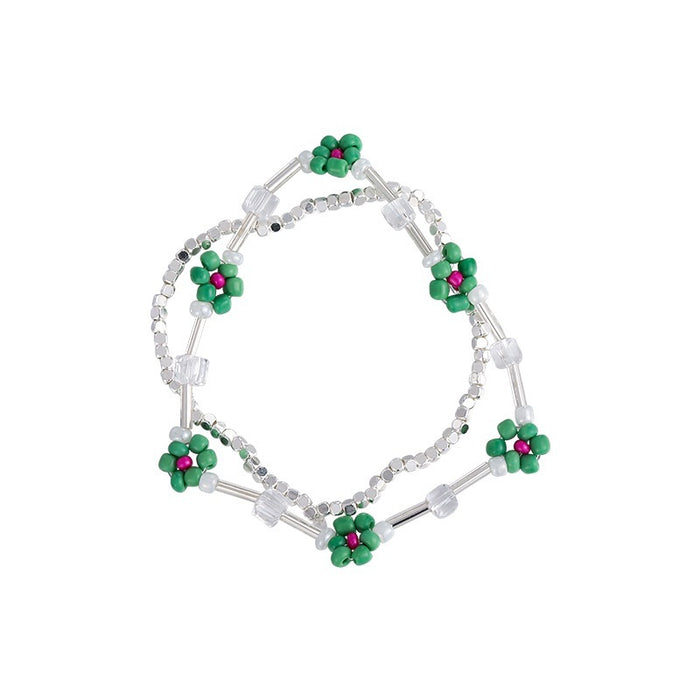 Wholesale Cute Handmade Colorful Glass Freshwater Pearl Flower Stretch Bracelet JDC-BT-ShiP002