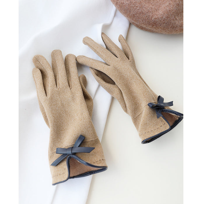 Wholesale Gloves Faux Leather Fleece Autumn Winter Plus Fleece Touch Screen Gloves MOQ≥2 JDC-GS-MinZ002
