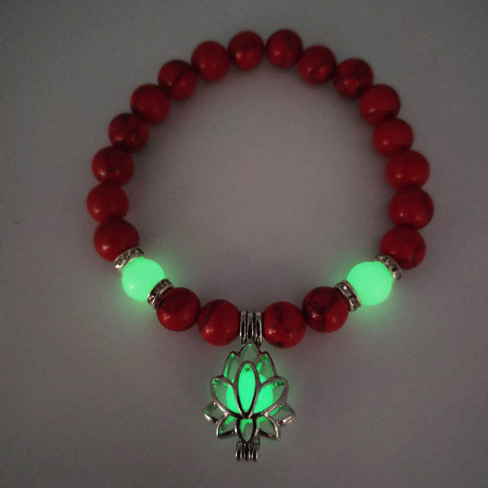 Brazalete turquesa al por mayor Energía de loto brillante Beads de estiramiento de loto JDC-BT-Zhongy001
