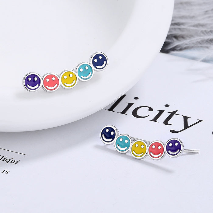 Wholesale Earrings Copper Simple Colorful Smiley JDC-ES-XZS012