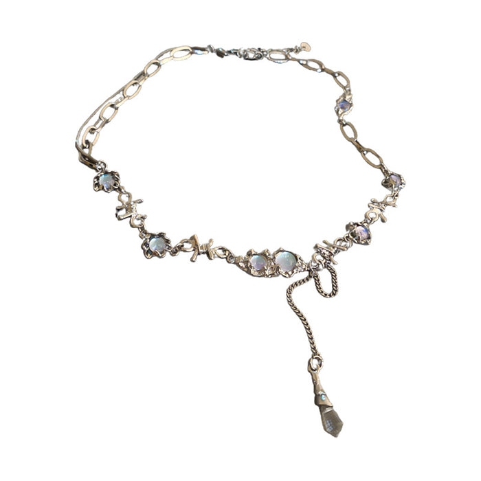 Wholesale Necklace Copper Moonstone Crystal Tassel Irregular Chain JDC-NE-BY089