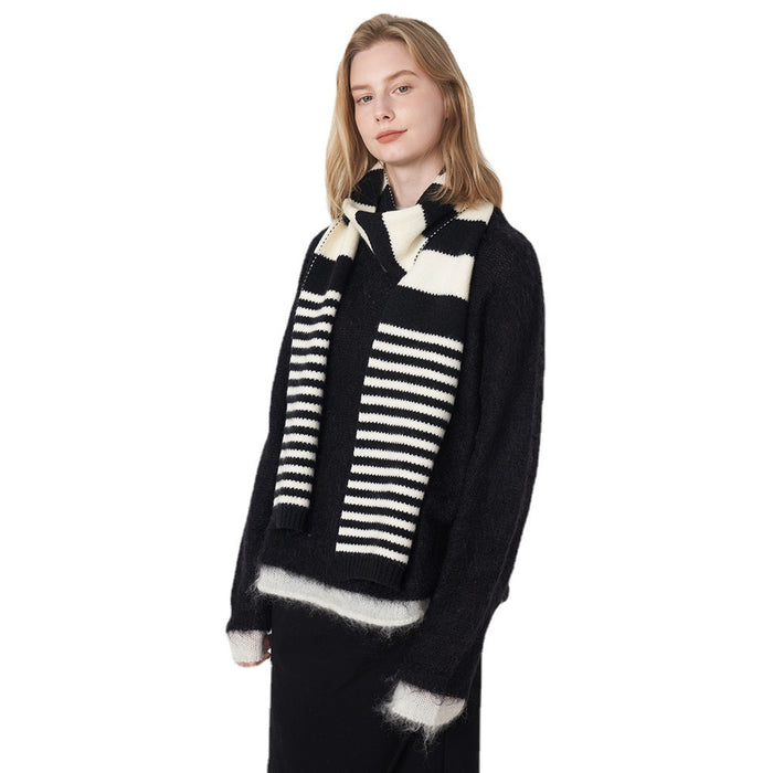 Wholesale Scarf Arctic Fleece Warm Winter Striped Knit Soft JDC-SF-Shenm009