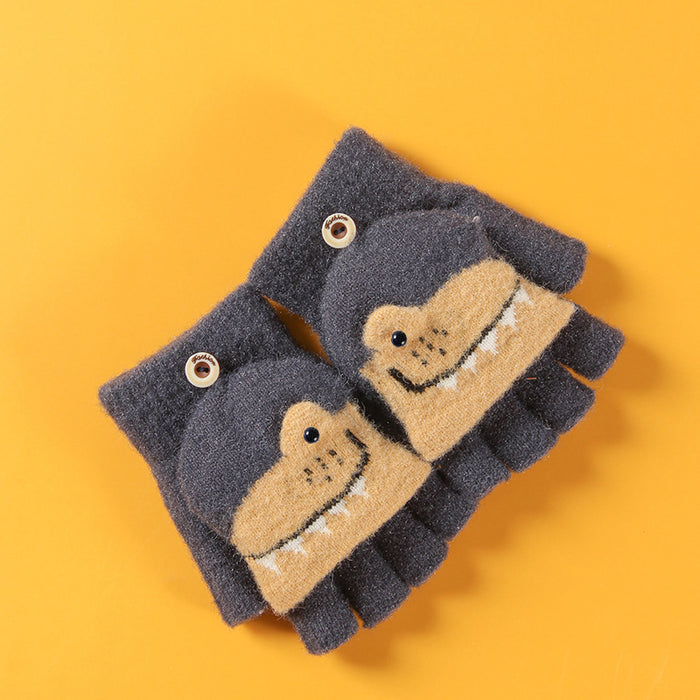 Wholesale Gloves Plush Warm Cute Flip Half Finger Knitted Touch Screen JDC-GS-RH019