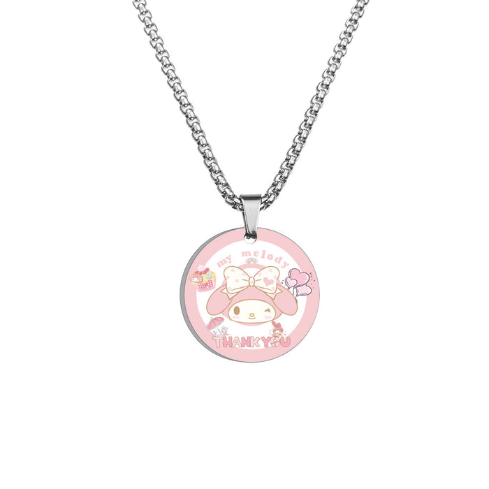 Wholesale Necklace Stainless Steel Cute Cartoon Round Color Printing MOQ≥2 (S) JDC-NE-HuanYu007