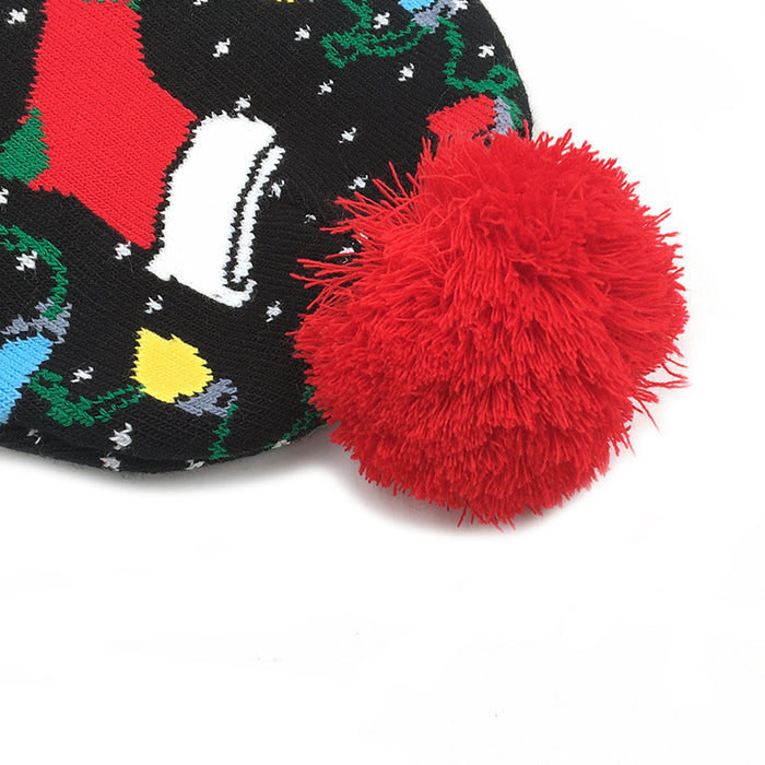 Wholesale Hat Woolen Christmas Cartoon Fur Ball Knitted Hat JDC-FH-AXing012