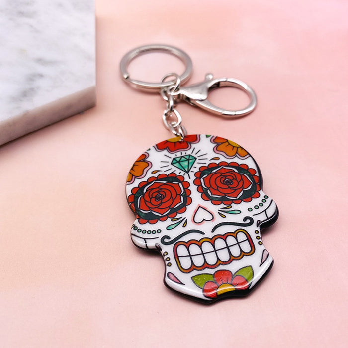 Jewelry WholesaleWholesale acrylic skull color keychain for halloween JDC-KC-LYan001 Keychains 翌焱 %variant_option1% %variant_option2% %variant_option3%  Factory Price JoyasDeChina Joyas De China