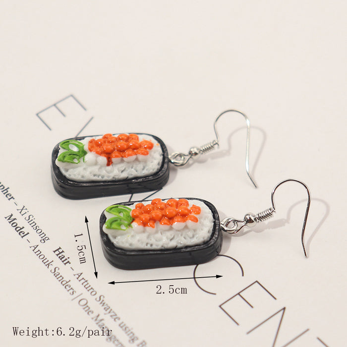 Wholesale Earrings Plastic Salmon Sushi Funny Food MOQ≥2 JDC-ES-niqing009