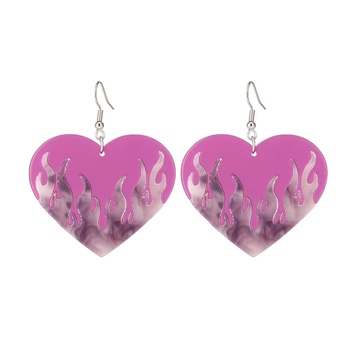 Wholesale Earrings Resin Colorblock Heart Acetate Earrings MOQ≥2 JDC-ES-Yida022
