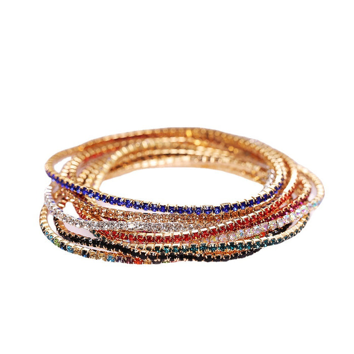 Wholesale Inlaid Multicolor Rhinestone Stretch Bracelet For Women JDC-BT-F929