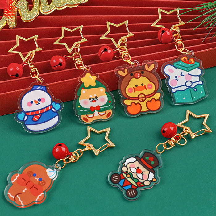 Wholesale Keychains Acrylic Cartoon Christmas Snowman Bells JDC-KC-DiChen001