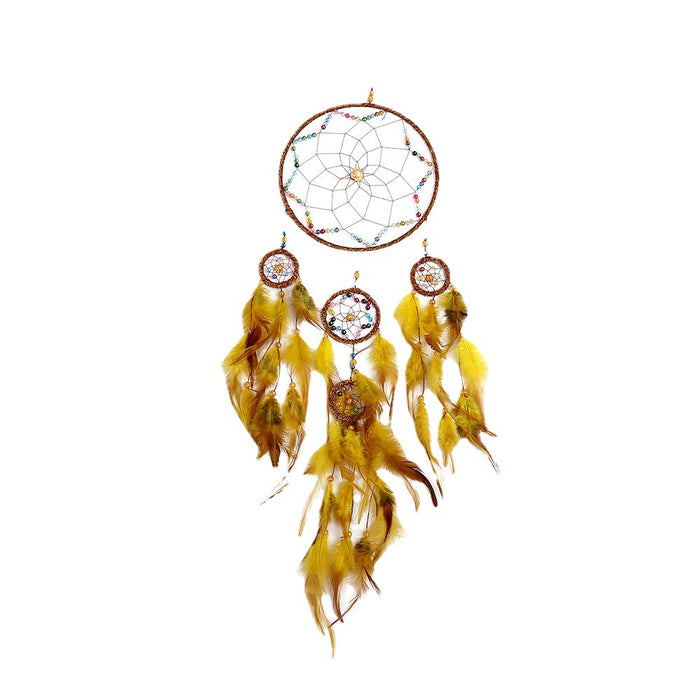 Wholesale Feather Iron Ring Colorful Rice Bead Dreamcatcher MOQ≥2 JDC-DC-YXuan007