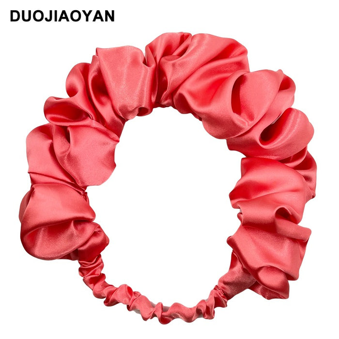 Wholesale Hair Band Fabric Dingbule Pleated Elastic Band Fluffy Stretch Solid Color JDC-HD-Jiaoy021