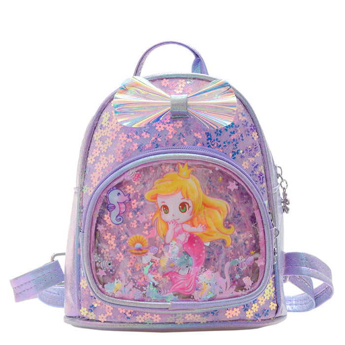 Wholesale backpack PU kids laser sequins cartoon princess MOQ≥3 JDC-BP-GSHN035