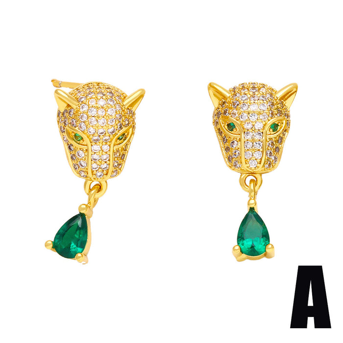 Wholesale Emerald Gemstone Earrings Copper JDC-ES-AS102