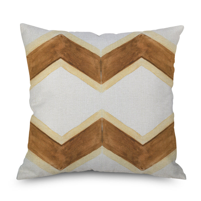 Wholesale Wood Grain Geometric Print Linen Throw Pillowcase JDC-PW-Mengq006