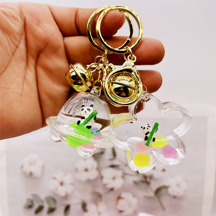 Wholesale Keychains Acrylic Oil Floating Luminous Panda MOQ≥2 JDC-KC-DMF032