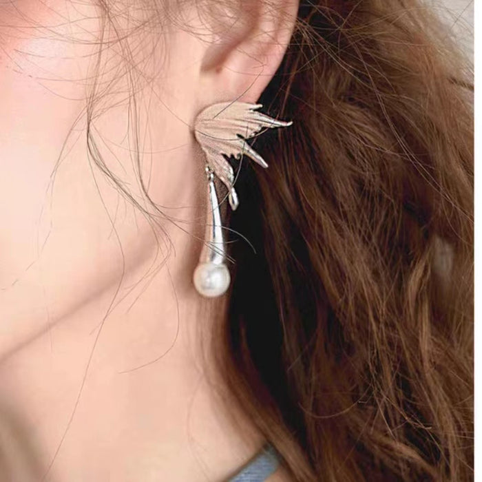Wholesale Necklace Alloy Denim Lava Liquid Butterfly Fringe Earrings Set JDC-NE-YHai008