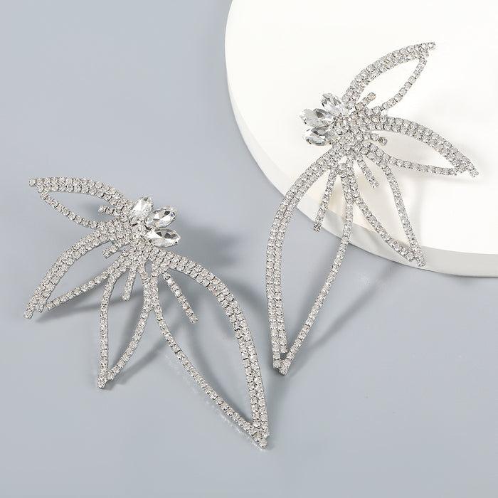 Wholesale claw chain series alloy diamond flower earrings Alloy rhinestone JDC-ES-JL1076