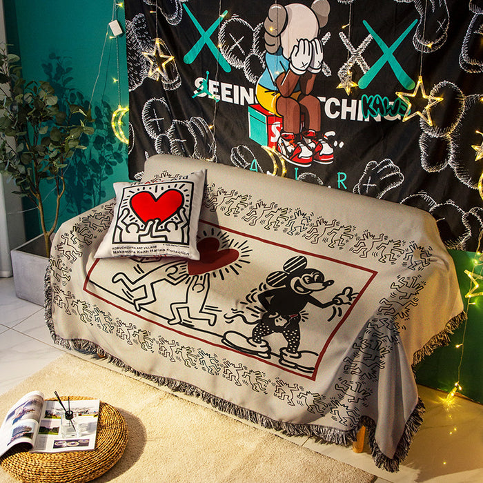 Wholesale Hand Drawn Doodle Cartoon Illustration Couch Cover (F) JDC-PW-Fank002