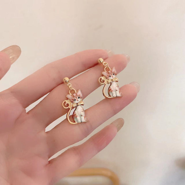 Wholesale Earrings Alloy Enamel Cute Kitten JDC-ES-AiMei016
