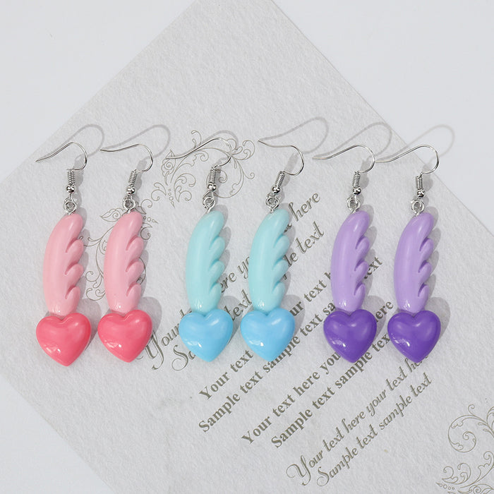 Wholesale Earrings Plastic Love Feather Wings MOQ≥2 JDC-ES-niqing017