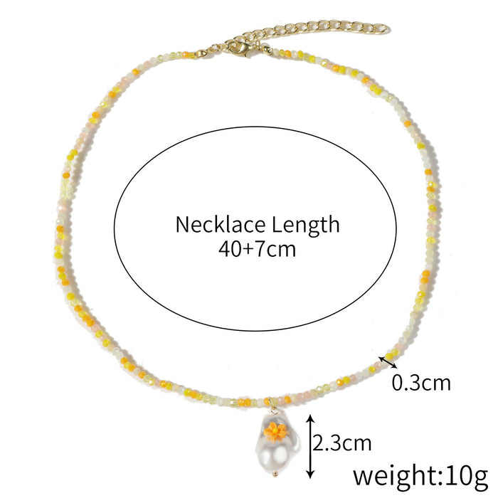 Cadena de clavícula de cristal de cristal al por mayor cuentas de arroz de arroz de verano Collar de perla de cristal JDC-Ne-Jiayi005