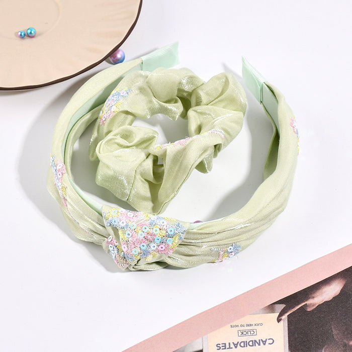 Wholesale Adult Sequin Headband Women Embroidery Sequin Bow MOQ≥3 JDC-HS-BF002