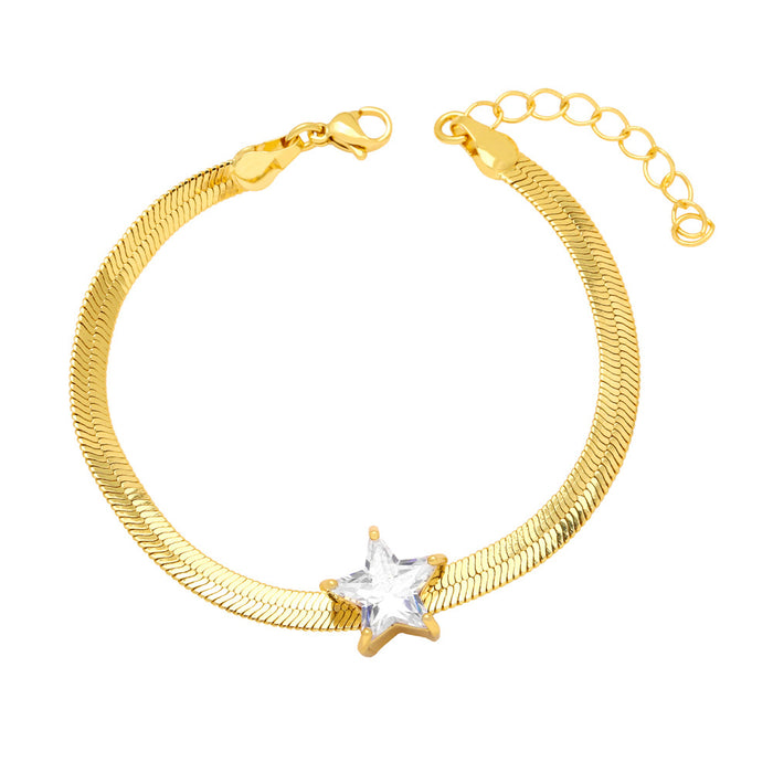 Wholesale Bracelet Copper Zircon Pentagram Snake Bone Chain JDC-BT-AS161