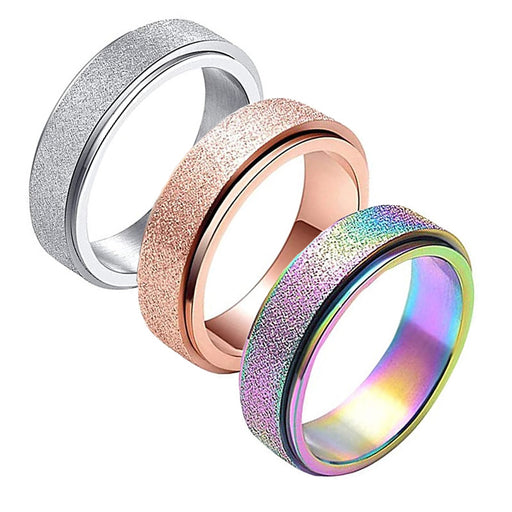 Jewelry WholesaleWholesale rotary frosted color stainless steel ring set JDC-RS-Yunhe001 Rings 芸禾 %variant_option1% %variant_option2% %variant_option3%  Factory Price JoyasDeChina Joyas De China