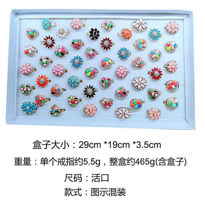 Wholesale Rings Alloy Color Resin Accessories Random Adjustable MOQ≥10 JDC-RS-KuaH025