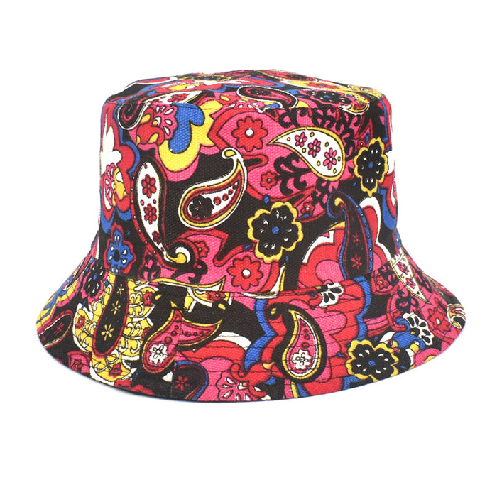 Wholesale Hat Canvas Print Summer Bucket Hat MOQ≥2 JDC-FH-ShunMa016