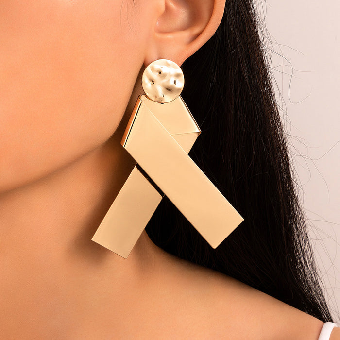 Wholesale Alloy Cross Irregular Gold Earrings MOQ≥2 JDC-ES-lingg012
