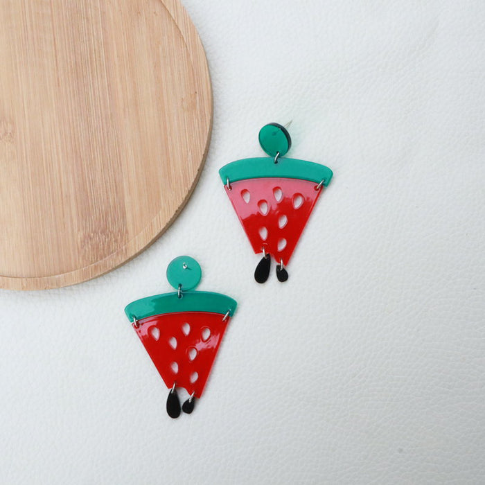 Wholesale Acrylic Watermelon Earrings Fruit Funny MOQ≥2 JDC-ES-MOSHU008