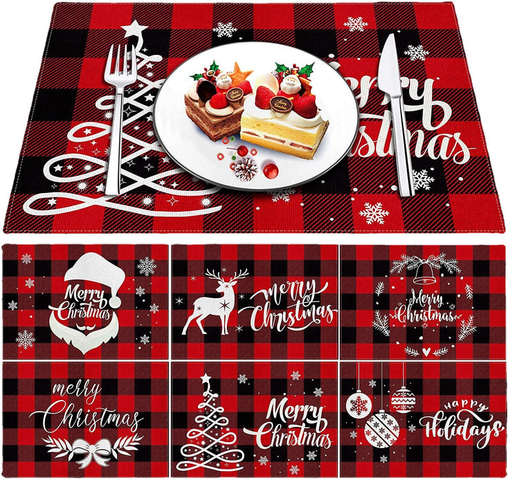 Wholesale Christmas English Letters Single Layer Linen Insulated Placemat MOQ≥2 JDC-PS-Dexi004