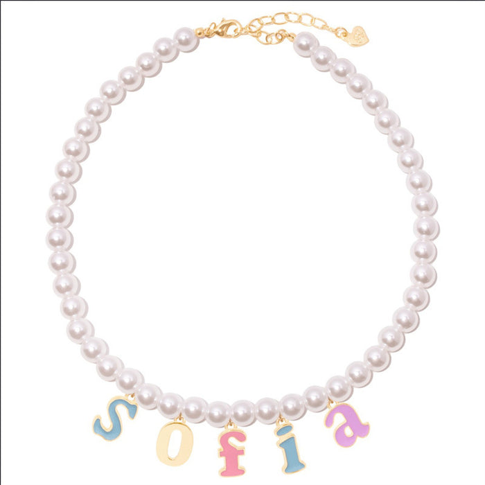 Wholesale Necklace Stainless Steel Synthetic Pearl 26 Letters Necklace Pendant JDC-NE-XuanC002