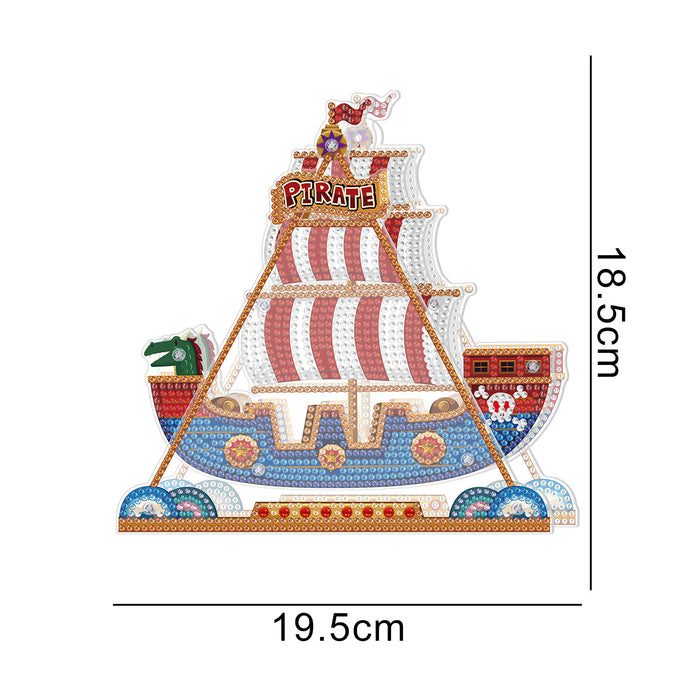 Pintura al por mayor Diy Diamond Swinging Pirate Ship Ornamento acrílico MOQ≥2 JDC-DIY-JSEN002