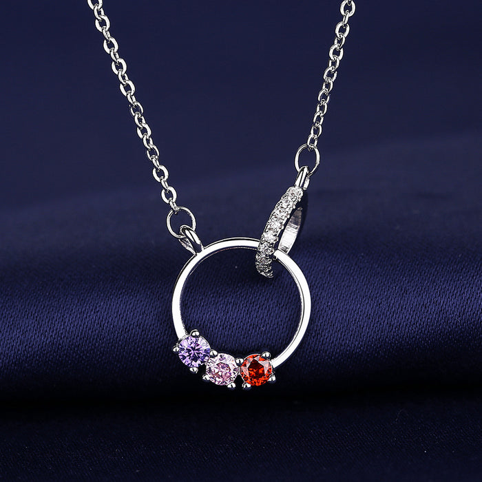 Wholesale Tide Hair Color Diamond Double Ring Necklace JDC-NE-BLX056