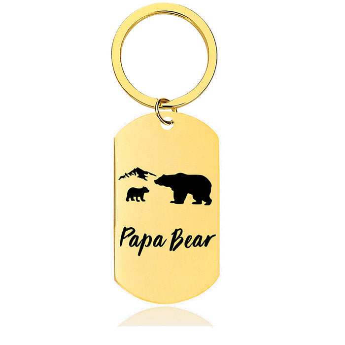 Wholesale Metal Keychain Bear Father's Day Gift Lettering Keychain MOQ≥2 JDC-KC-GangGu044