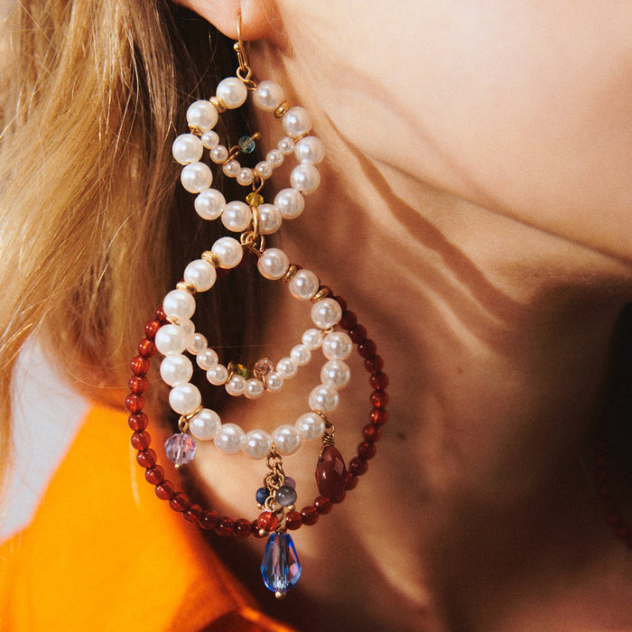 Jewelry WholesaleWholesale hand-woven circle pearl beaded earrings JDC-ES-MY240 Earrings 曼茵 %variant_option1% %variant_option2% %variant_option3%  Factory Price JoyasDeChina Joyas De China