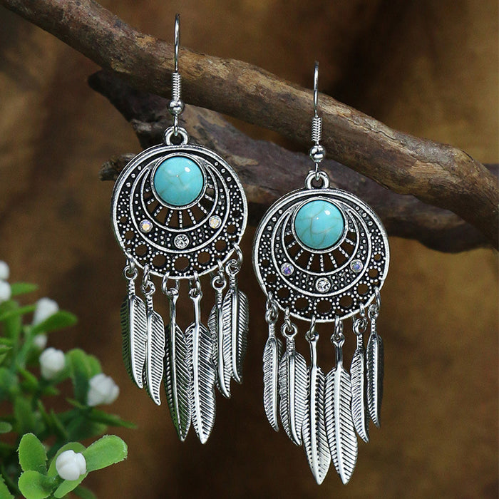 Wholesale earrings acrylic turquoise inlay MOQ≥2 JDC-ES-momo005