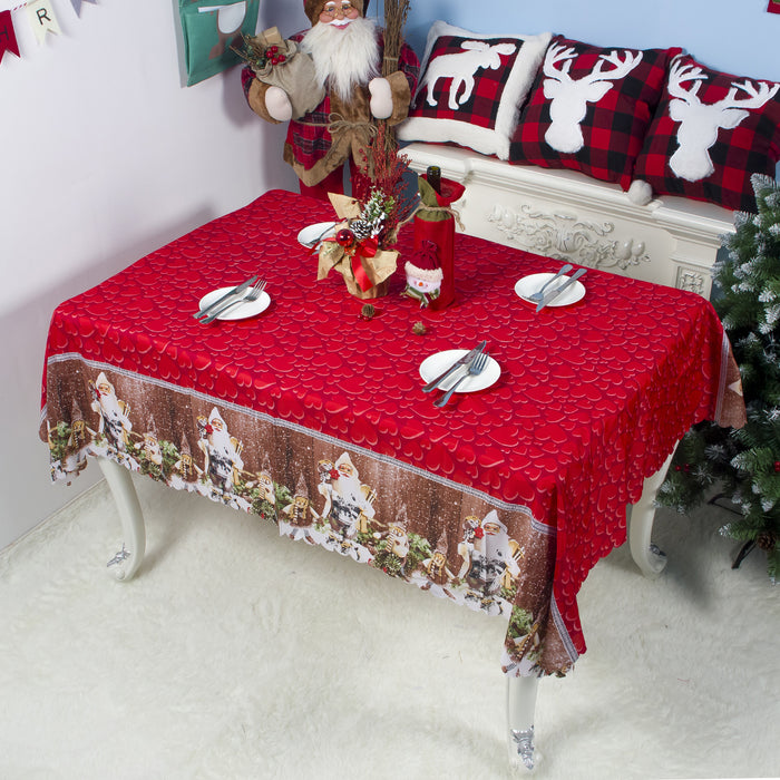 Wholesale Decorative Christmas Tablecloth Cartoon Polyester Tablecloth MOQ≥2 JDC-DCN-Cunj006