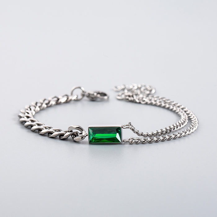Wholesale Bracelet Titanium Steel Splicing Double Layer Emerald Bracelet MOQ≥2 JDC-BT-XinYuan001
