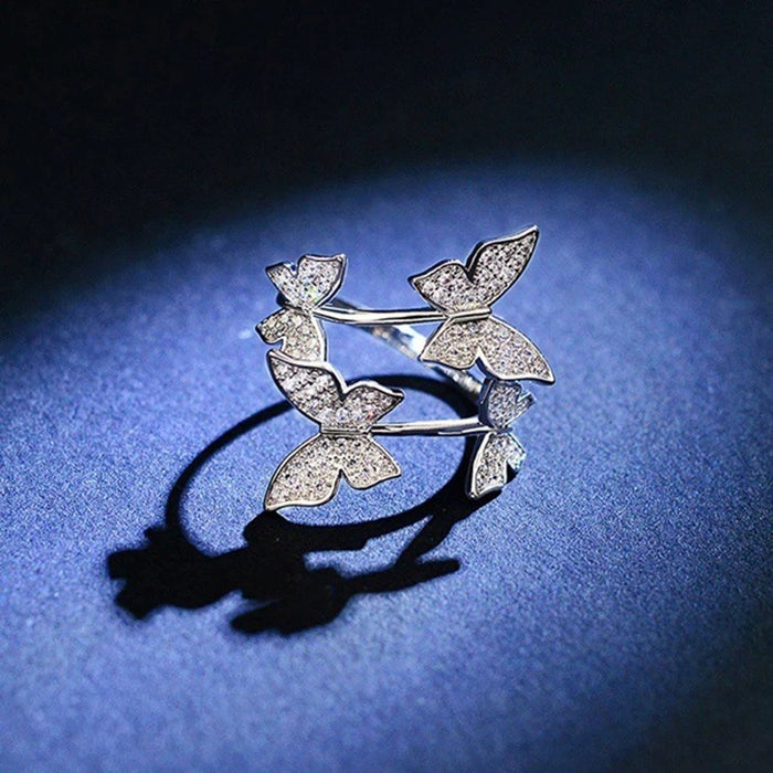 Wholesale Ring Metal Vintage Adjustable Opening Butterfly JDC-RS-SF019