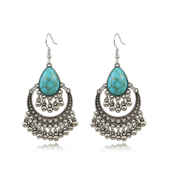 Wholesale Earrings Alloy Geometric Balls Handmade Turquoise MOQ≥2 JDC-ES-HH023