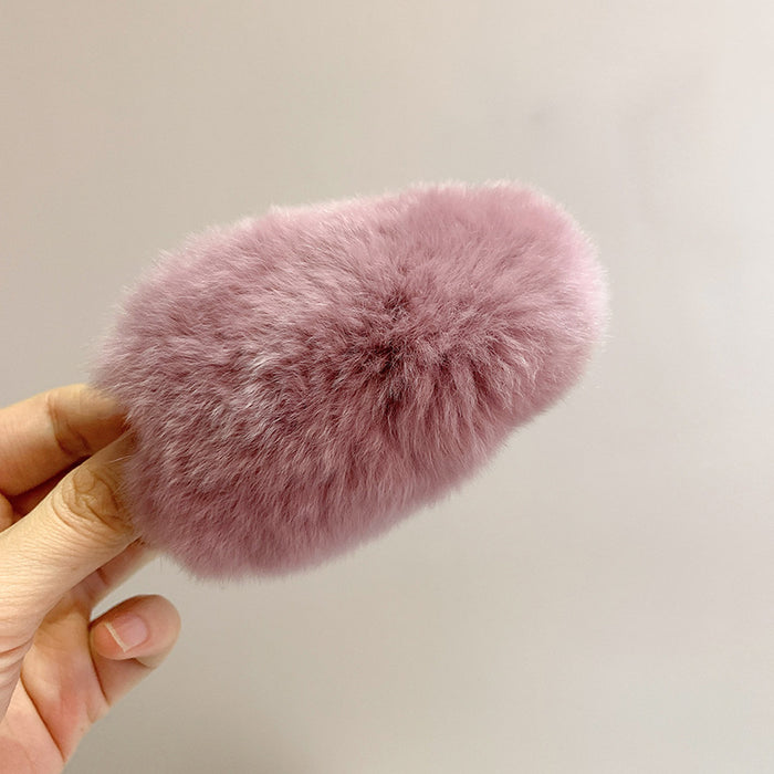 Wholesale big hair hair clip solid color cute top clip real rex rabbit hair MOQ≥2 JDC-HC-Mer003