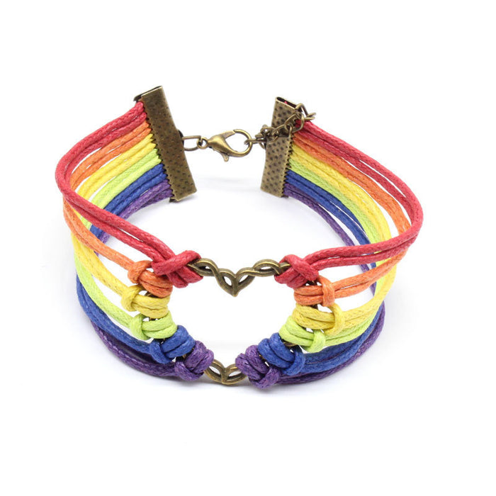 Brazalete de mujer LGBT al por mayor pacto hecho a mano LGBT camarada arcoirbow color jdc-bt-hanj036
