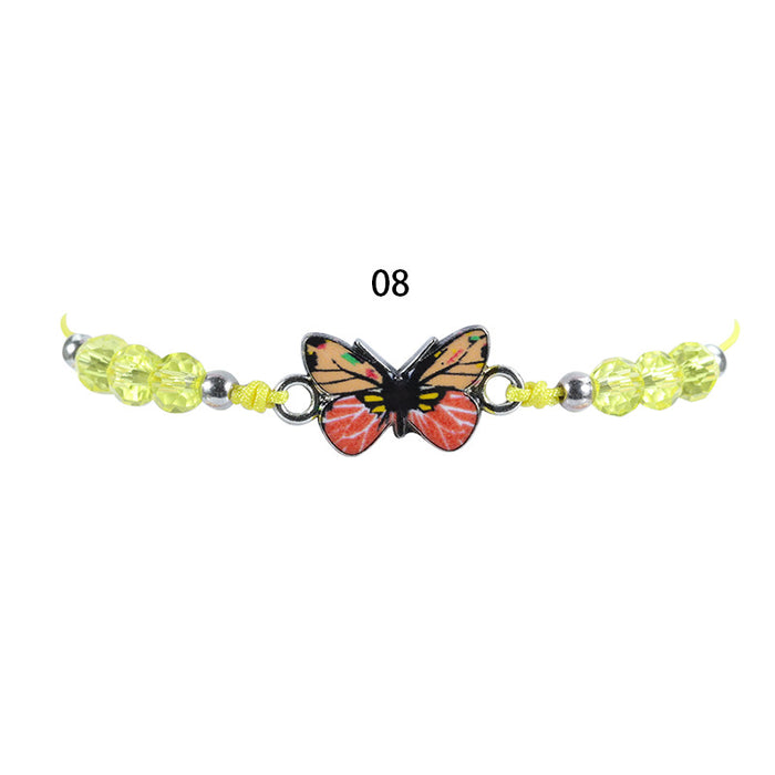 Brazalete de mariposa colorida con cuentas de cristal al por mayor jdc-bt-yiye024